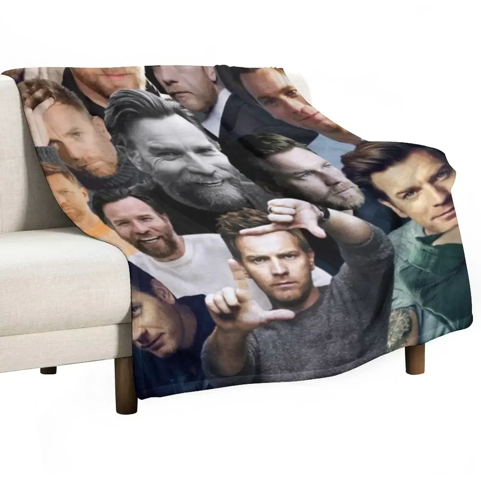 Ewan McGregor photo collage Throw Blanket Soft Plaid Luxury Brand wednesday Thin Blankets