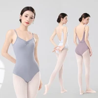 Leotardos de Ballet clásicos para mujer, camisola de baile, leotardos gimnásticos de alta elasticidad, Body de Ballet con espalda en V de nailon para adultos