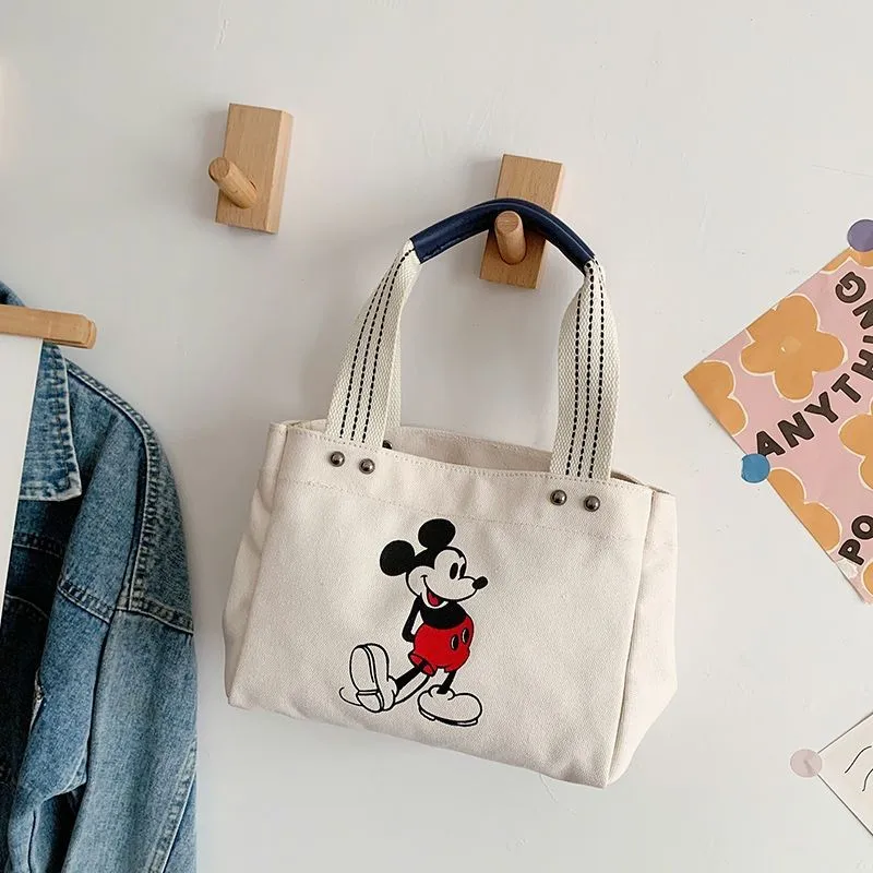 Donald Duck Canvas Bag Female Handbags New Style Simple Solid Color Cartoon Tote Mickey Print Fashion Casual All-match Cloth Bag