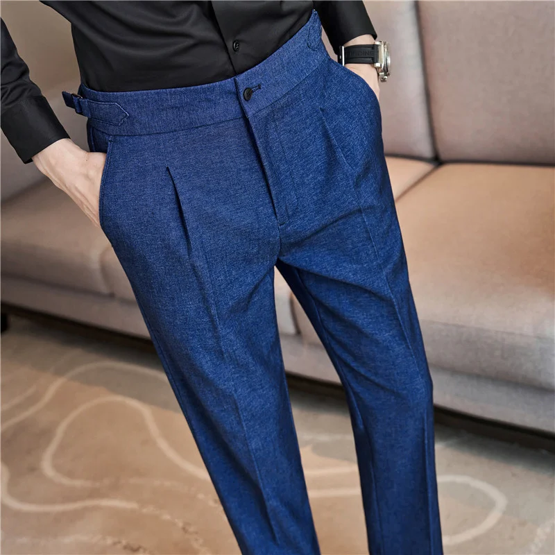 

Spring Summer Men Casual Business Formal Pants Slim Fit Solid Color Office Social Trousers Men's Wedding Party Suit Pant