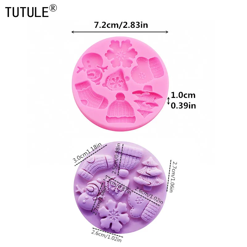 Christmas Stockings Snowflake Silicone Mold Santa Hat Fondant Sugar Cupcake Craft Molds Drop Glue Decorative Epoxy Resin Mold
