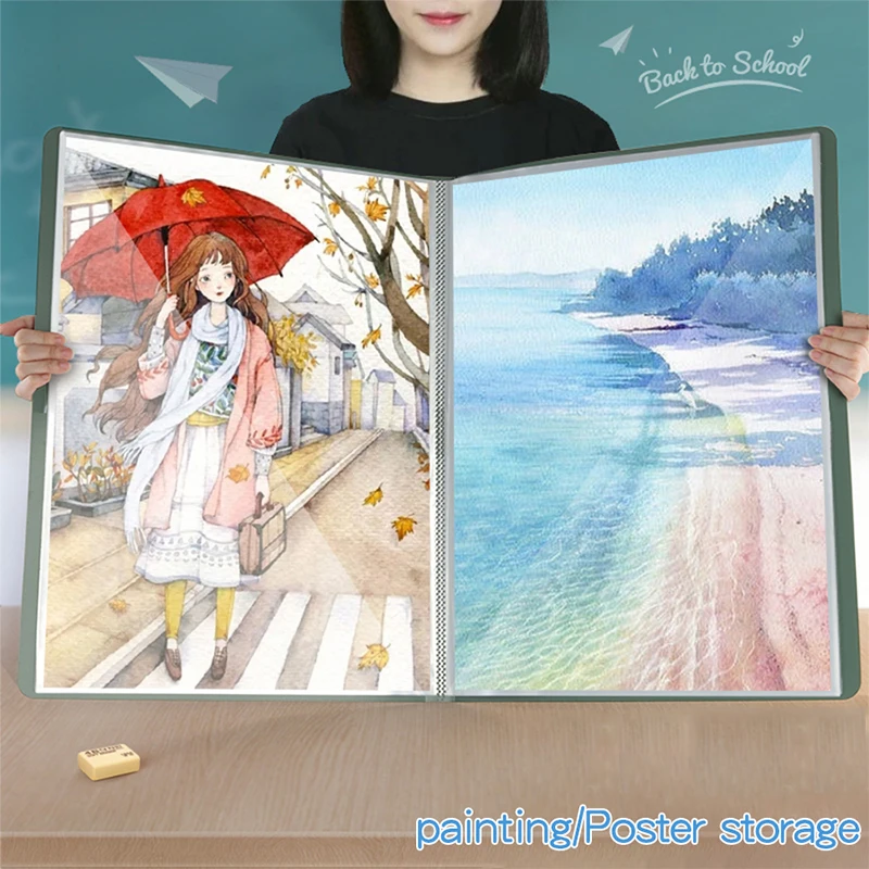 Portafoglio per schizzi A2 Cartella portaoggetti trasparente multitasche grande per disegni e poster di ingegneria