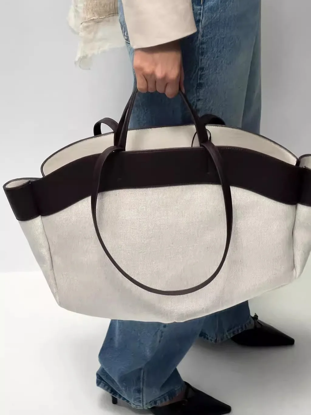 Sac fourre-tout en toile de grande capacité pour femme, style européen et américain, sac à provisions, mode, automne, nouveau produit, 2024