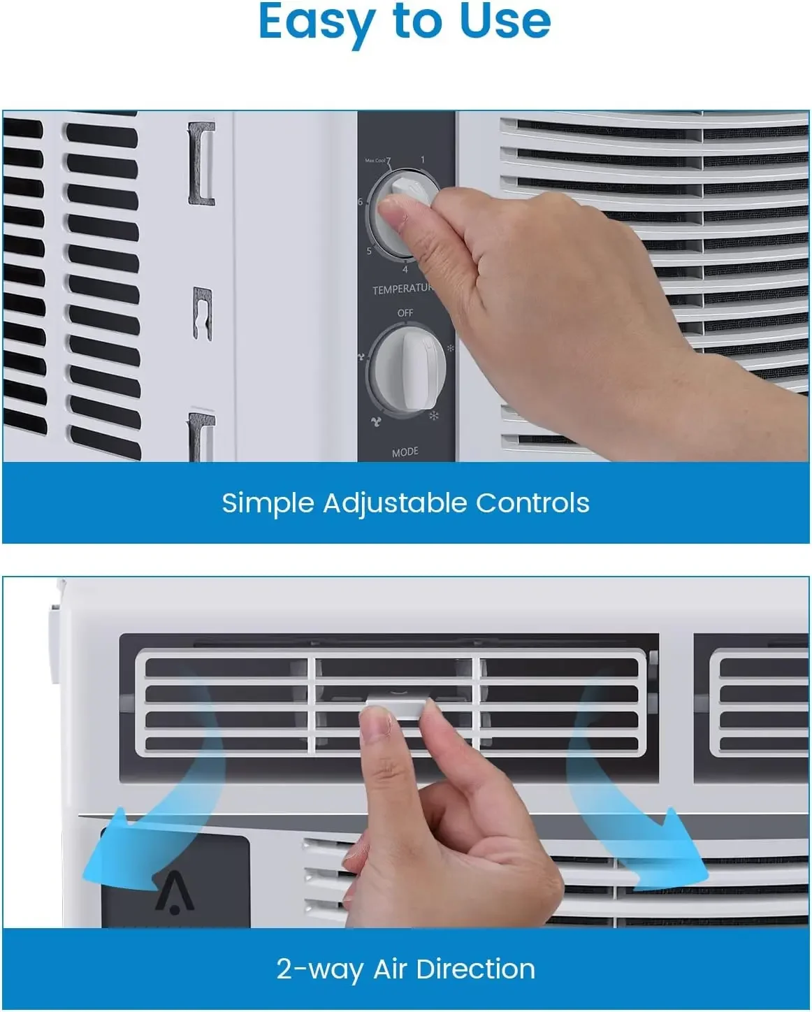 Climatiseur de petite fenêtre, rafraîchit jusqu'à 150 sq. Fédération. Unité de fenêtre avec commandes mécaniques faciles à utiliser, fonctionnement silencieux, parfait