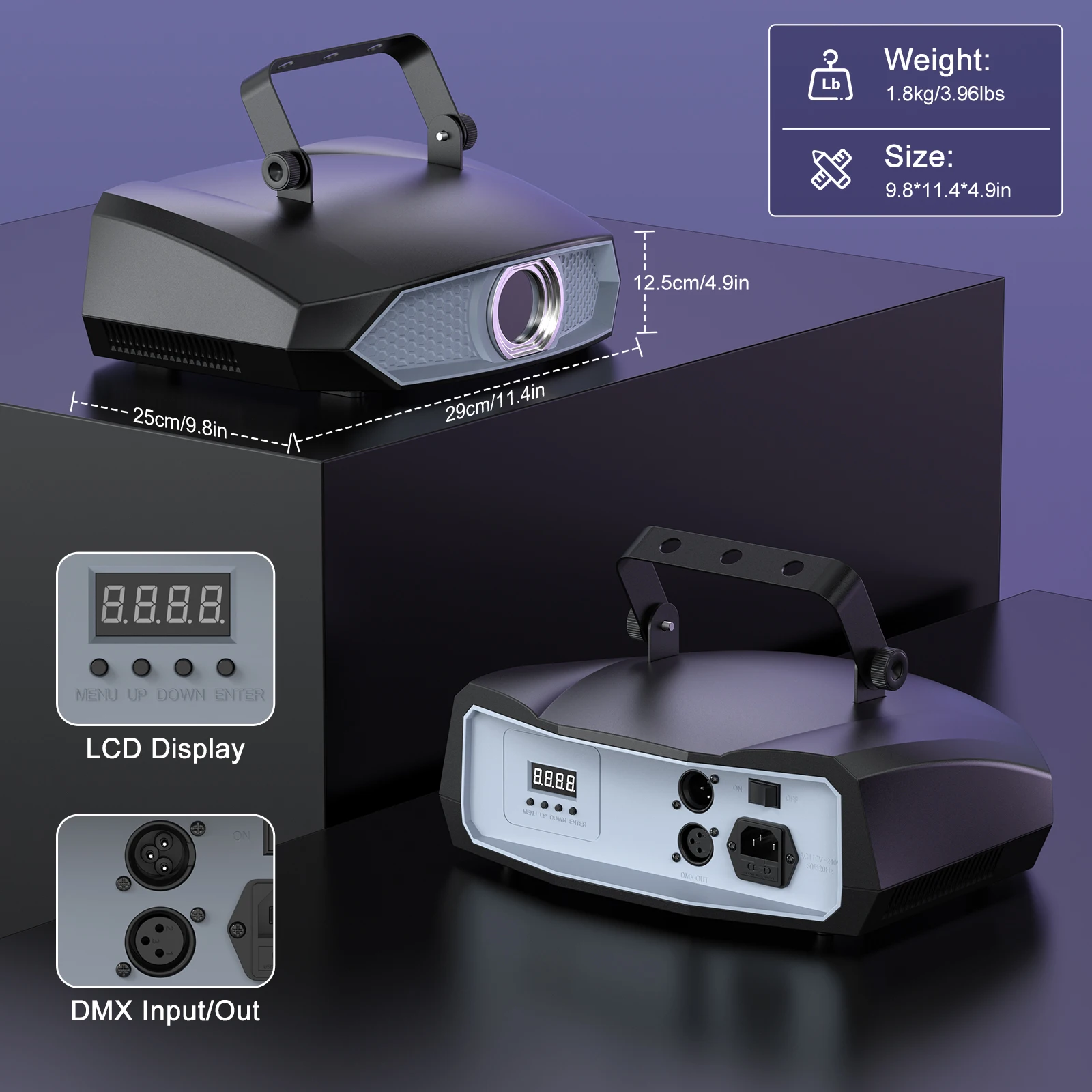 Fieryzeal 3D Animation Laser Projector DMX APP Control Animation DJ Laser Light RGB Stage Lighting for DJ Disco Club Party Light