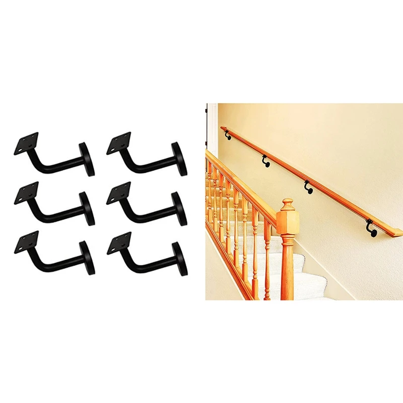 

6 Pcs Stainless Steel Stair Handrail Bracket, Heavy Duty Stair Rail Support, Railing Brackets For Flat Rails