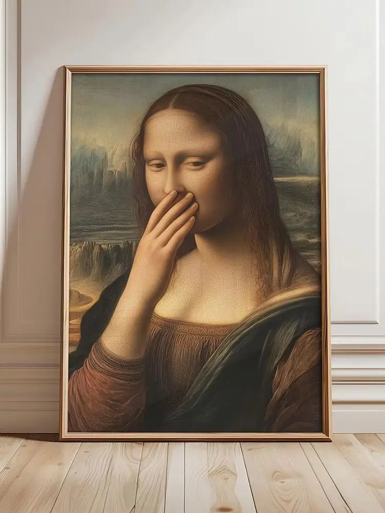 Śmieszne Płótno Łazienkowe Druk Ściana Sztuka Toaleta Humor Mona Lisa Portret Zły Zapach Malarstwo Plakat Obraz Łazienka Dekoracja Domu — zdjęcie 2