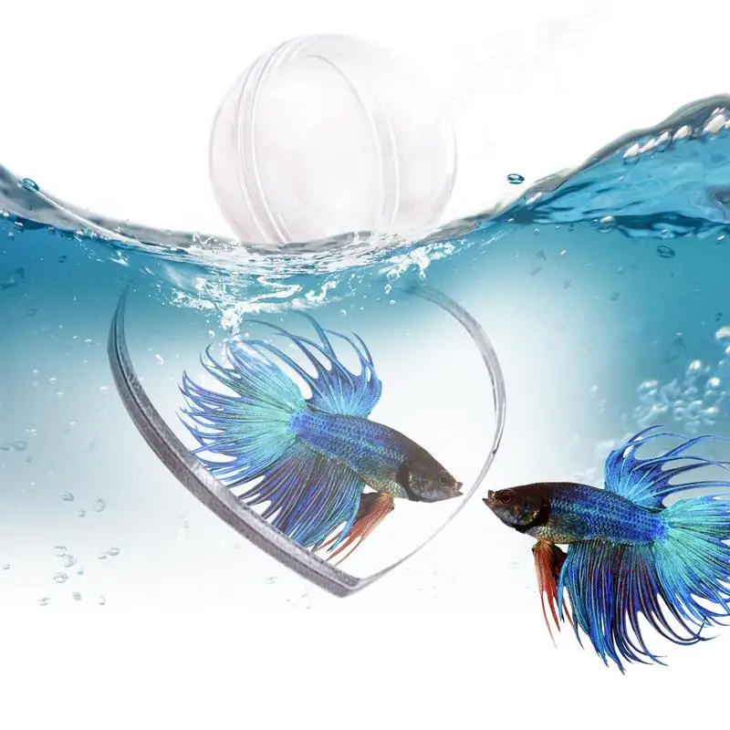 Floating Betta Exercise Mirror Round Amusing Fishbowl Mirror Thematic Ornaments For Fish Tank. Home Office Living Room Aquariums