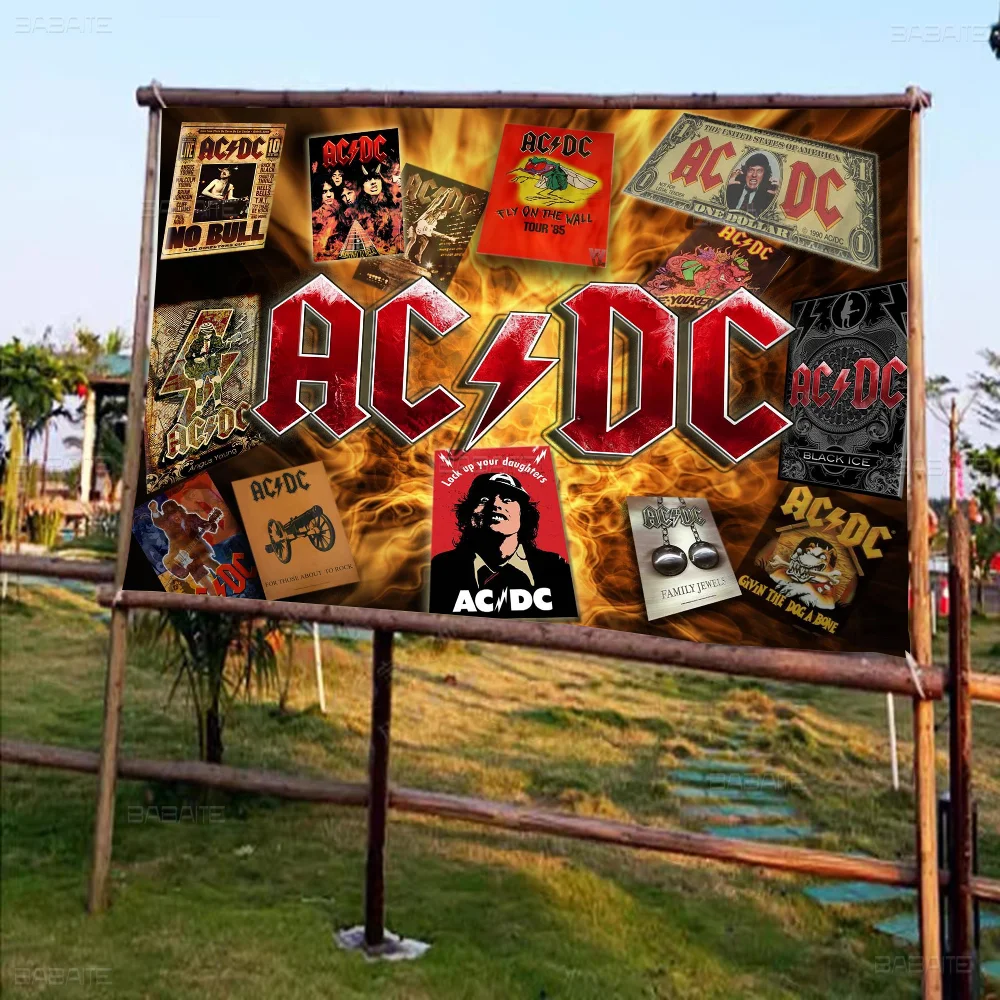 Rock Singer A-AC D-DC Band High End Quality Banner Printing Artistic Atmosphere Style Camping Flag