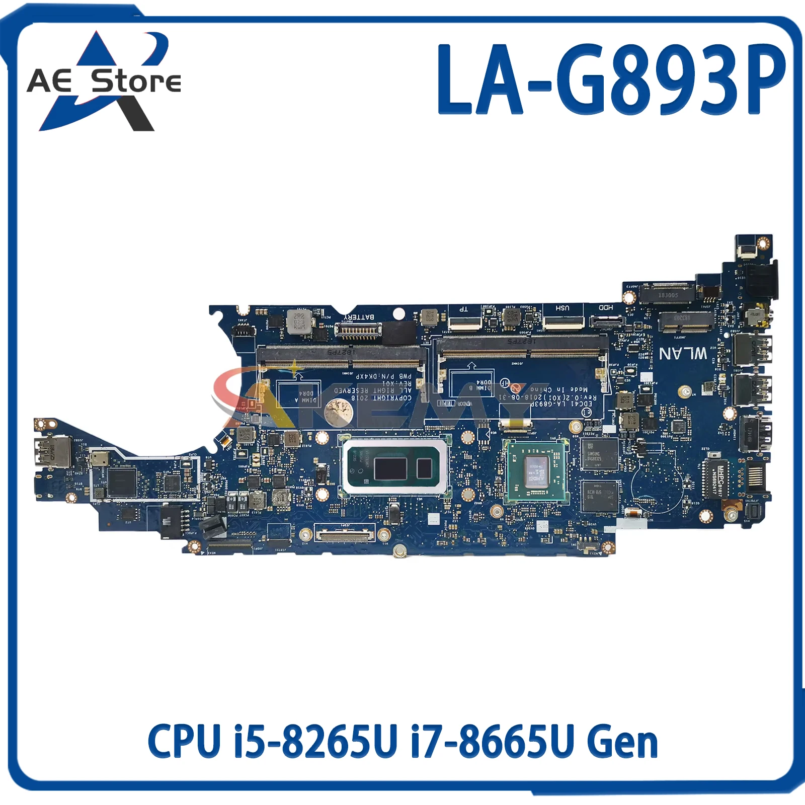 Placa base para ordenador portátil LA-G893P para DELL latitud 5400 CN-0CNJCN 0CNJCN DDR4 DK4XP Placa base con i5-8265U CPU i7-8665U Gen