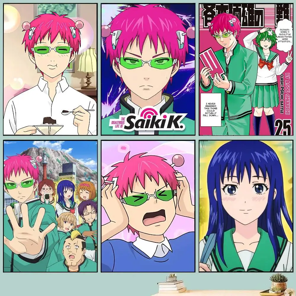 The Disastrous Life Of Saiki K Posters Living Room Bar Cafe Quality Canvas Vintage Style Comics Painting Art Home Wall Decor