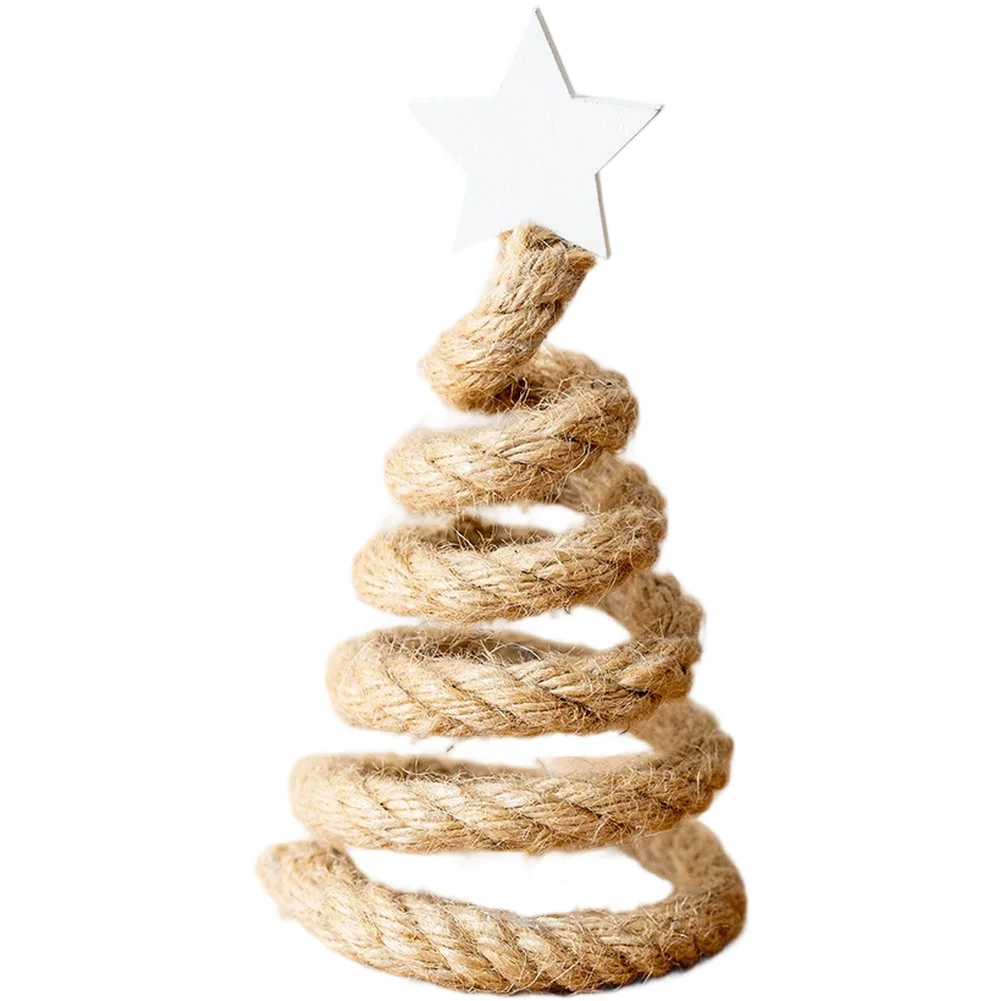 

Miniature Nordic Wooden Festive Tree Ornament with Hemp Rope Compact Tabletop Decor for Holiday Atmosphere Indoors