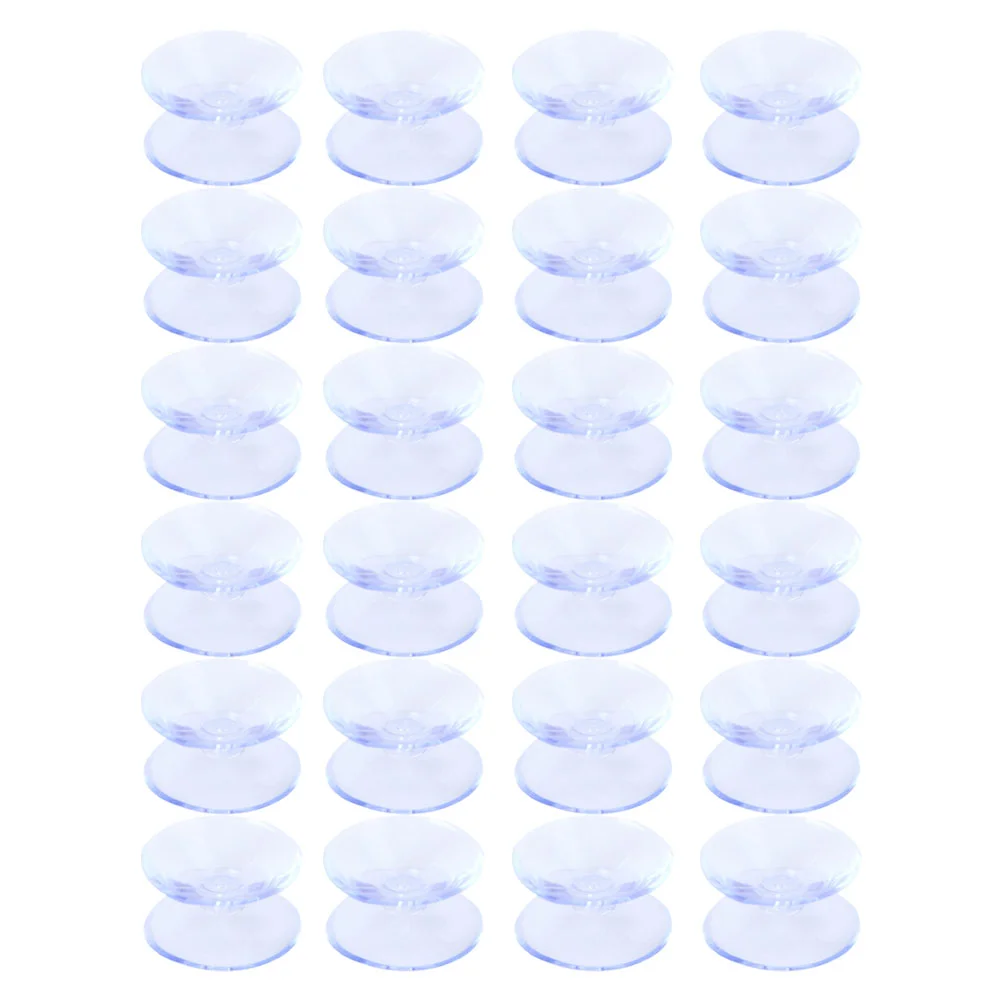 24 Pcs Suction Cups Sucker Glass Table Spacers Clear for Double-sided Without Bumpers Anti-slip Pads Double Sided Sucker