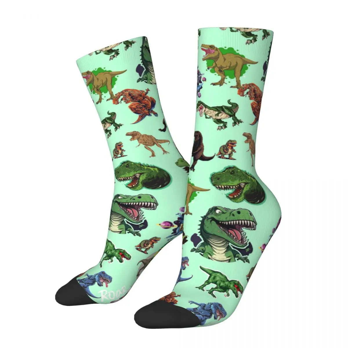 

Vintage Dinosaur Men's compression Socks Unisex Harajuku Pattern Printed Novelty Crew Sock