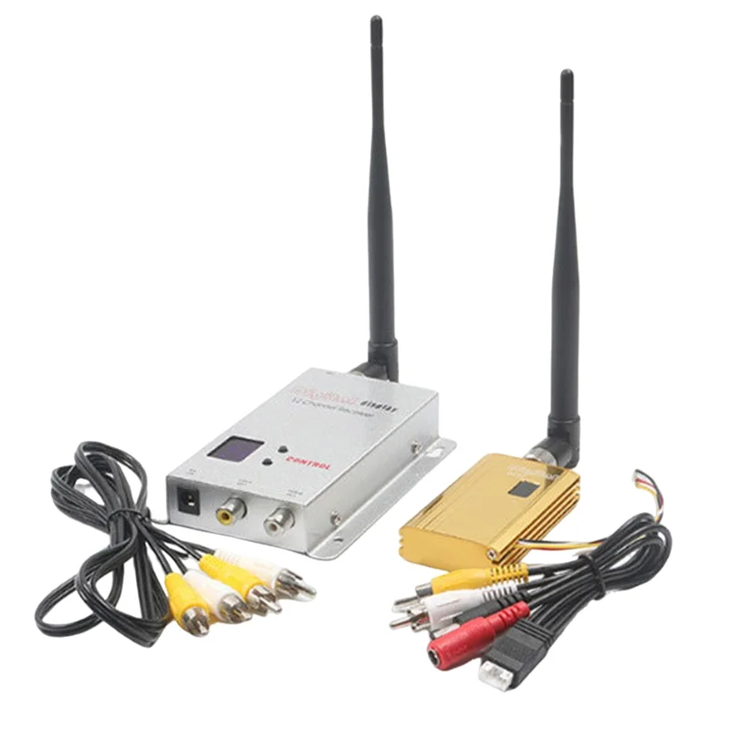 ไร้สายเครื่องส่งสัญญาณ FPV + ตัวรับสัญญาณ 1.2 Ghz 1500 MW 8CH AV Sender TV Audio Video Transmitter สําหรับ QAV250 250 FPV Quadcopter