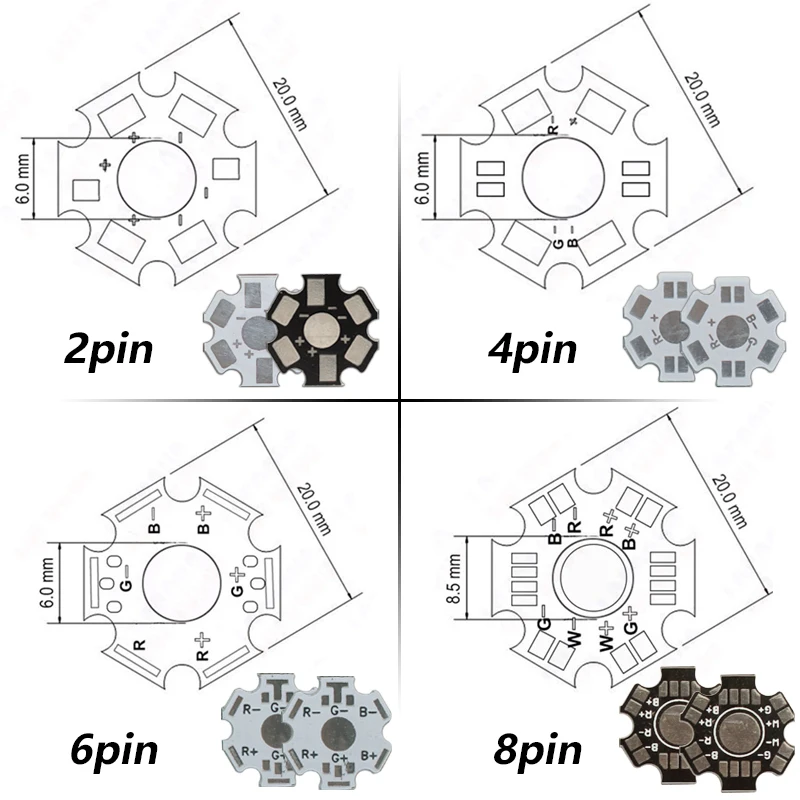 LED PCB Board Heat Sink Aluminum Base Plate Substrate20mm Star RGB RGBW DIY Flashlight Heatsink for 1W 3W 5W Watt High Power LED