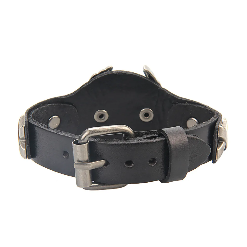 Herren Echtleder-Armband Punk Biker Adler Zinklegierung Armband Vintage Handgefertigt Verstellbare Schnalle Männlicher Motorrad-Schmuck – Detail 12