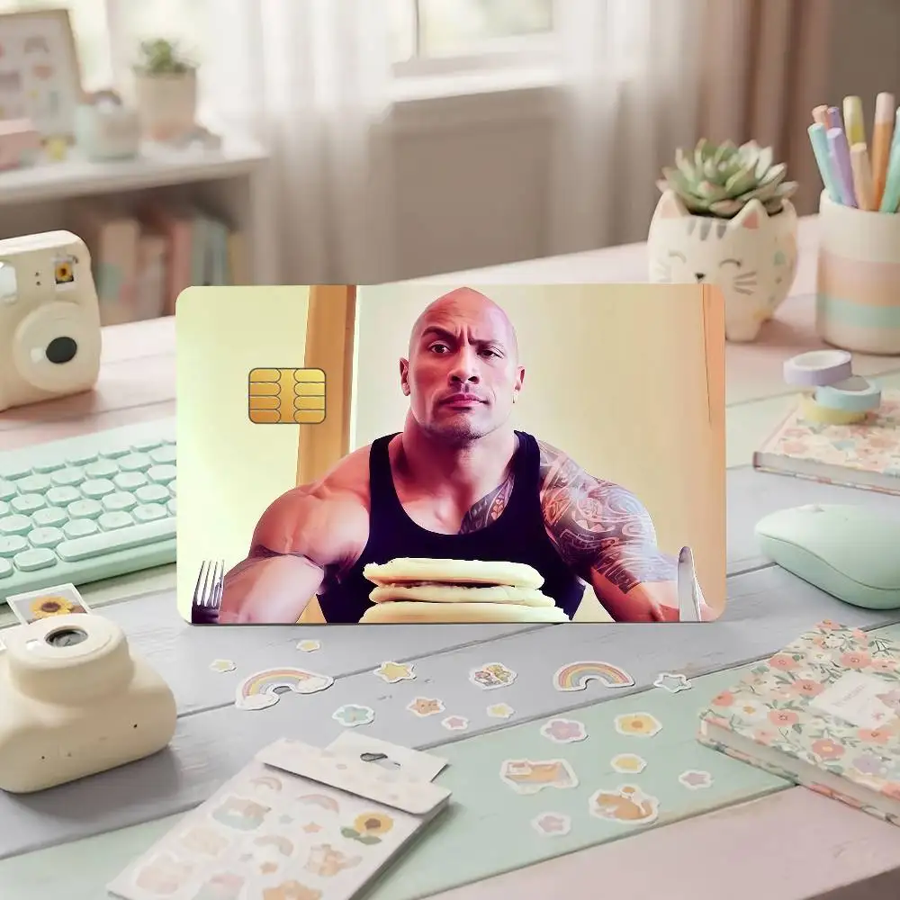 Cheat Day The Rock Eating Pancakes Credit Card Skin Stickers For Bank Card Bus Metro Cards Waterproof Anti-Scratch Gift 4PCS