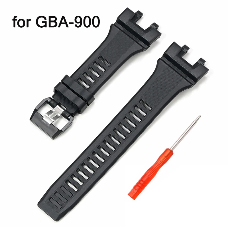 Harz-Uhrenarmband für Casio GBA-900-Serie, Herren-Laufsport, wasserdicht, schwarzes Gummi, Ersatzarmband, Uhrenzubehör