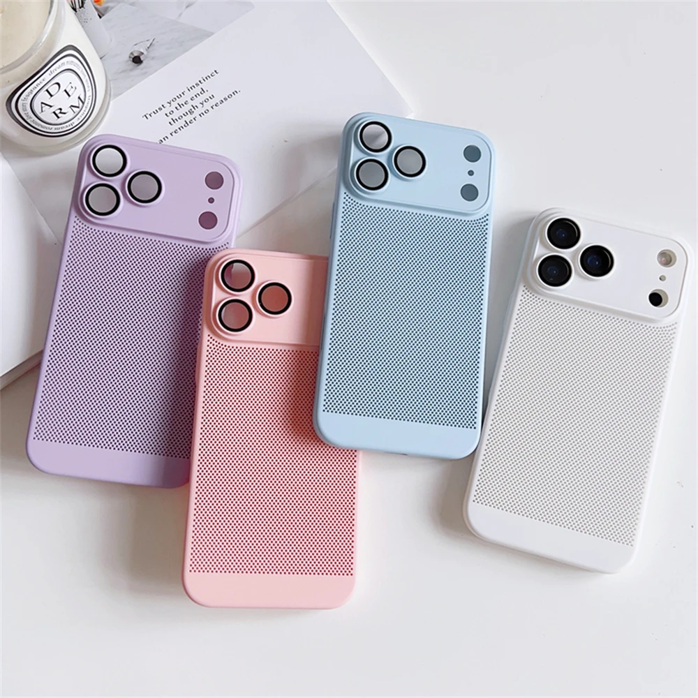 Fashion Breathable Cooling Shockproof Hard Silicone Cases For iPhone 17 16 15 14 13 12 11 Pro Max XS X 16 Plus Bumper Back Cover