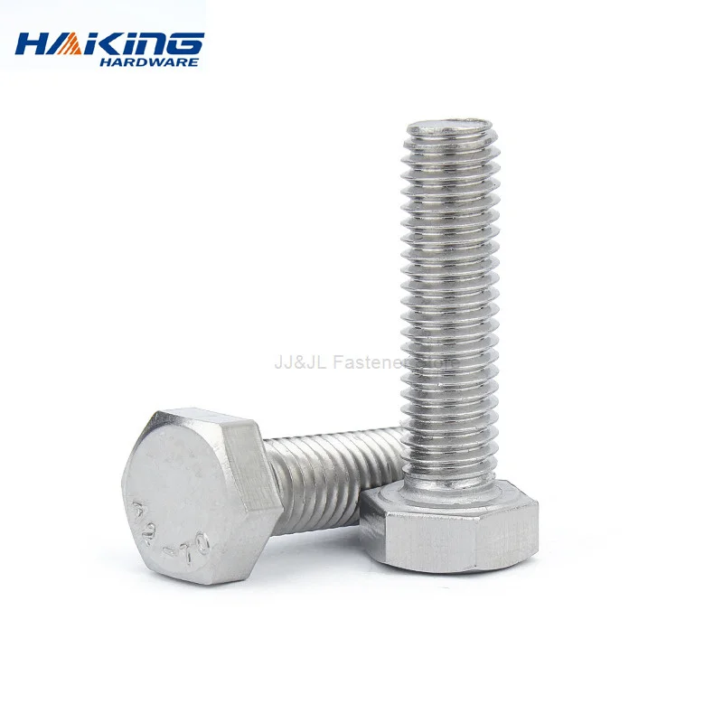 External Hex Hexagon Head Screws with Full Thread M4 M5 M6 M8 M10 M12 M14 304 Stainless Steel Hexagon Head Bolt DIN933