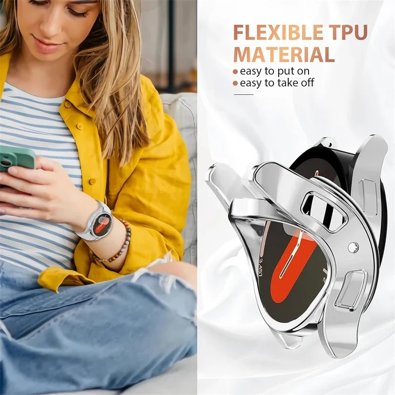 Protector Case For Samsung Galaxy Watch 8 7 6 5 4 40mm 44mm Soft TPU Screen Protector All Coverage Protective Cover Accessories