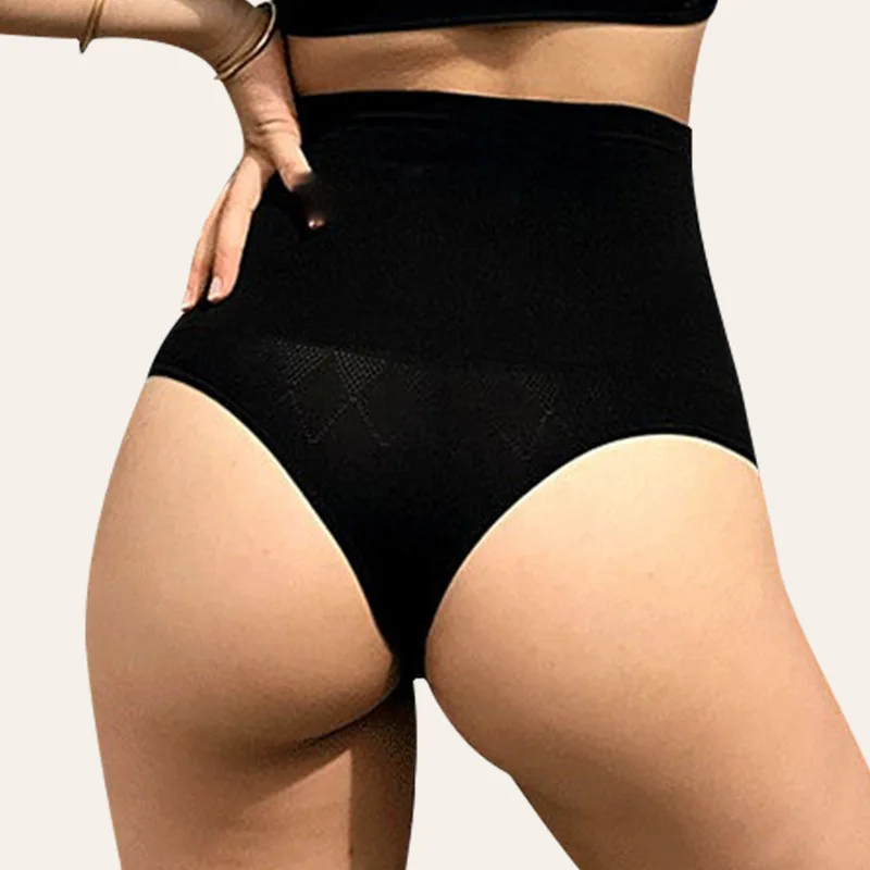عالية الخصر سلس مثلث سراويل عبر الحدود التحكم البطن زر مثير بعقب التعرض ملابس داخلية ملخصات نسيج النايلون #4