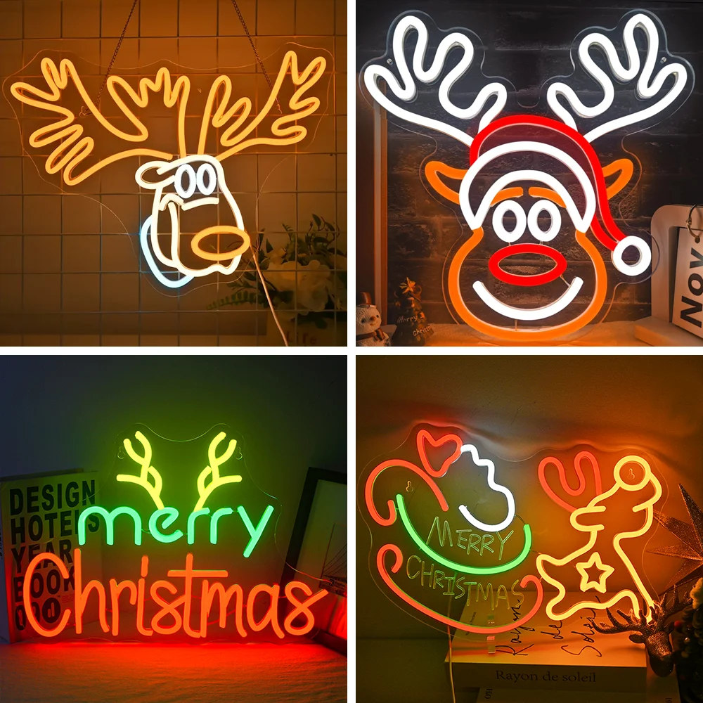 

Christmas Party Decor Light With Dimmer Christmas Gift USB Lamp Bar Club Celebration Wall Decor Light Animal Neon Sign