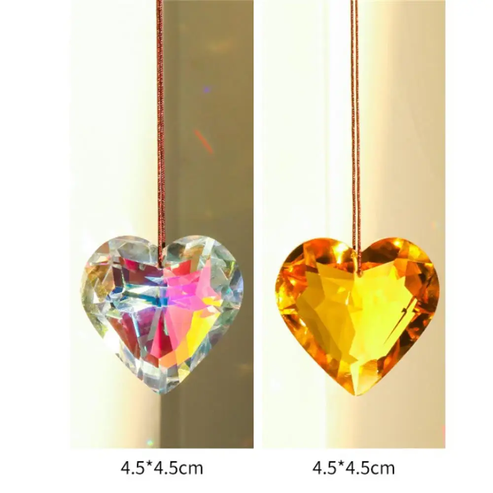 Handmade Hanging Heart Suncatcher Delicate Colorful Transparent Prism Pendant Crafts Eye-Catching For Home Decoration New