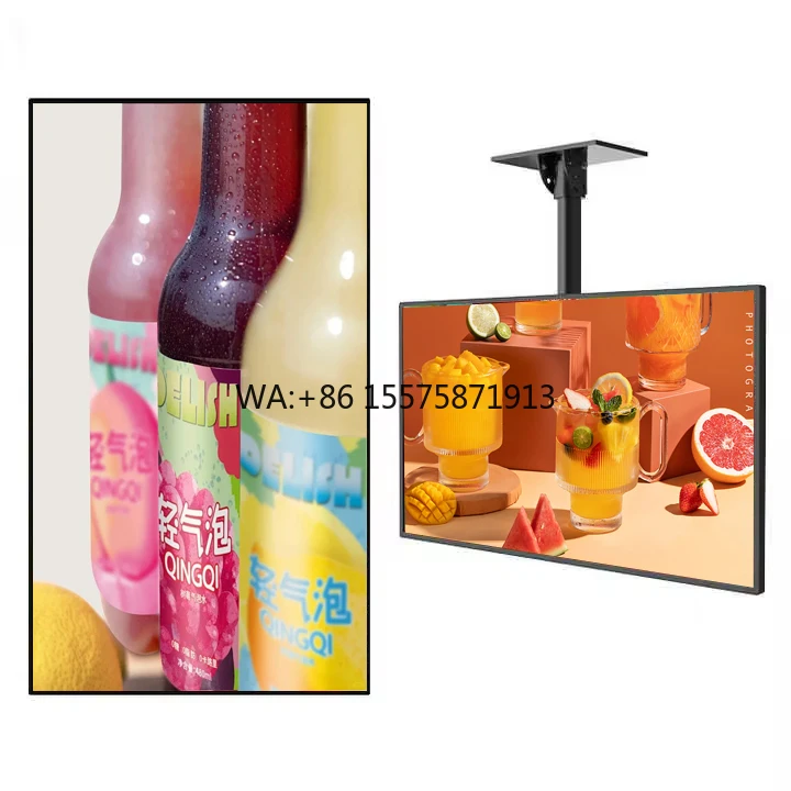 55 Inch Smart LCD Screen Kiosk Large Indoor Wall Mounted 1080P IPS Panel Advertising Signage Supports Text Animation CMS OEM