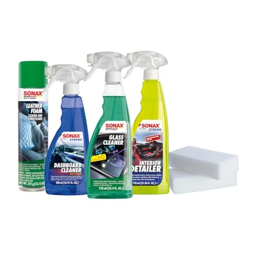 

Auto Interior Cleaning Kit: 5-Piece Professional Detailing Set for Dashboard Leather Upholstery Carpet Glass Foam Cleaner Erase