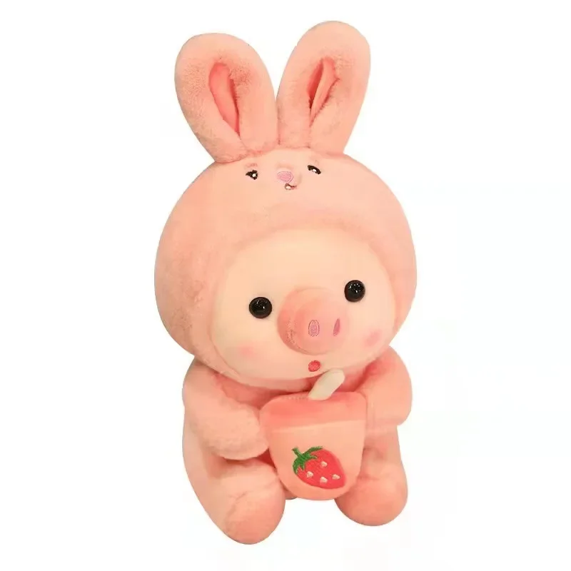 25cm Kawaii Bubble Tea Pig peluche peluche coniglietto rana unicorno tigre cuscino tazza tè al latte Boba Plushie bambola regalo di compleanno