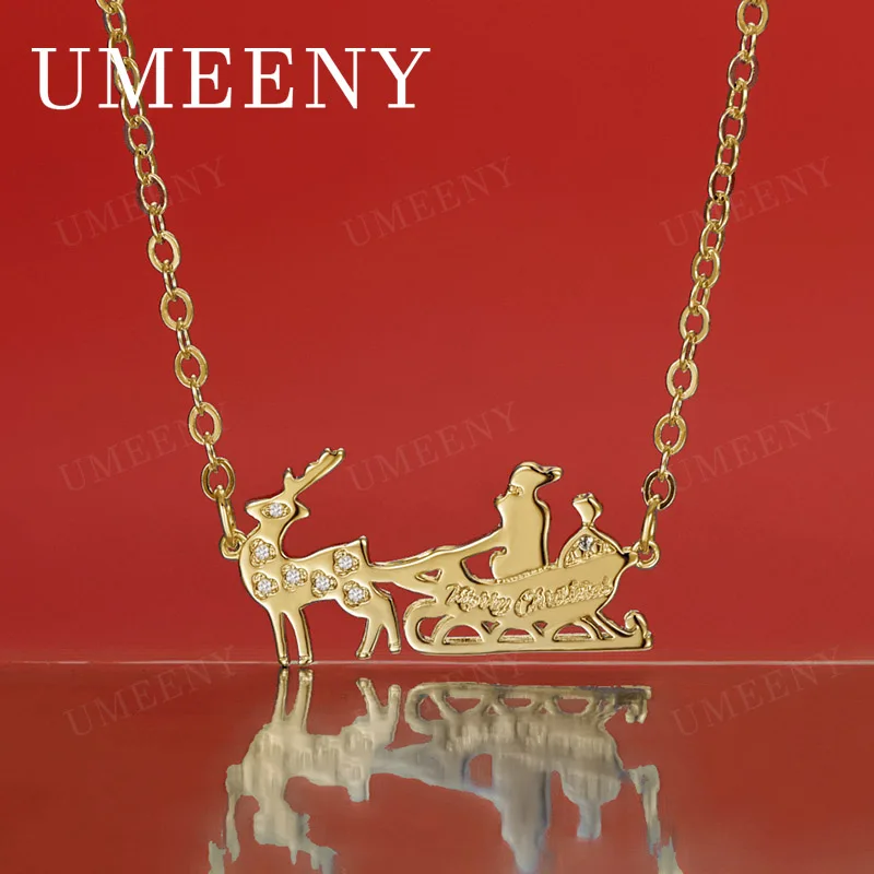 

925 Sterling Silver 18K Gold Plated 16-30 Inch Cute Santa Claus Pendant Necklace - A Perfect Christmas Gift for Women