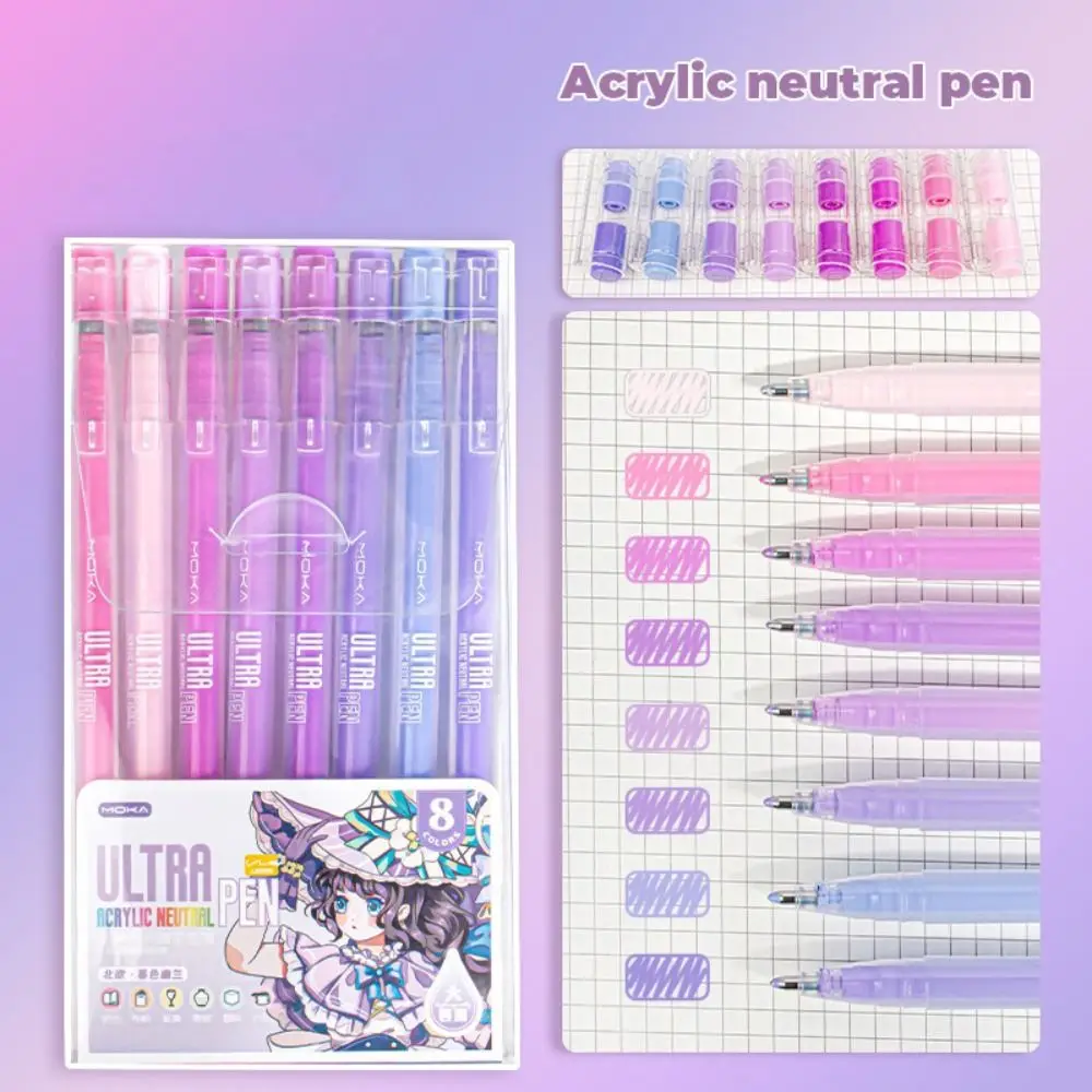 8Colors/Set DIY Scrapbooking Acrylic Neutral Pen Quick Drying Large-capacity Color Watercolor Pen Writing Tools Drawing Painting