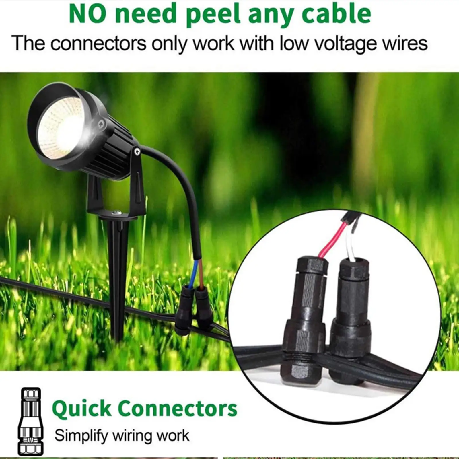 Low Voltage Light Wire Connectors Replace Part Accessory for Lawn Driveway Walkway Garden Lights