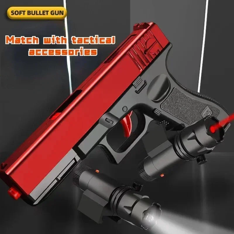 1X-Soft Bullet Toy Pistol Lower Magazine Manual Gun With Laser Airsoft Pistol Outdoor Sports CS For Children Game Gift