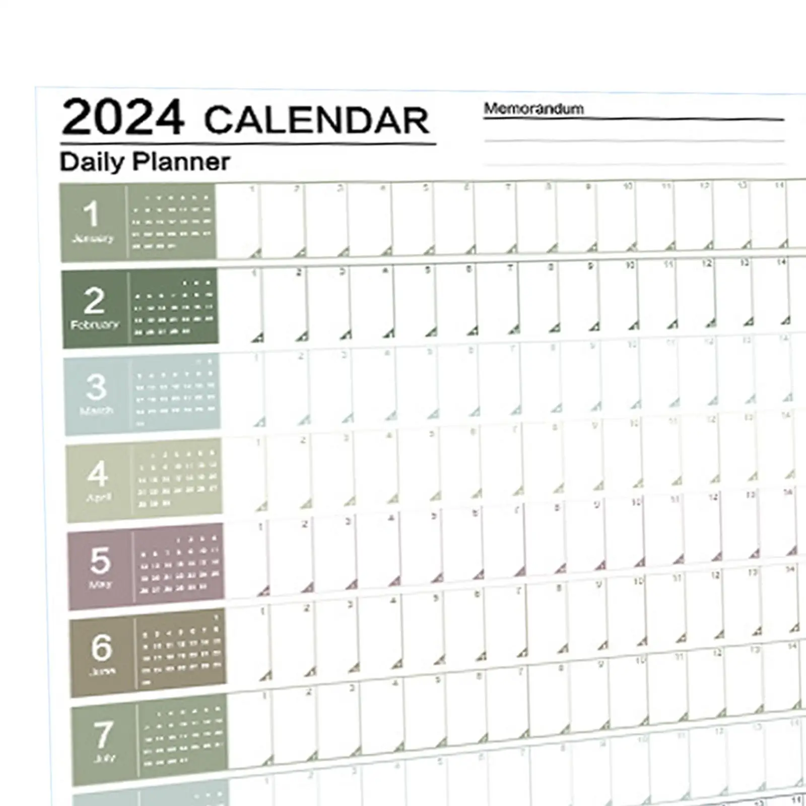 Parede pendurado calendário, planejador anual, folha de planejamento diário, bloco de notas dobrável, cartaz evento anual, 2024