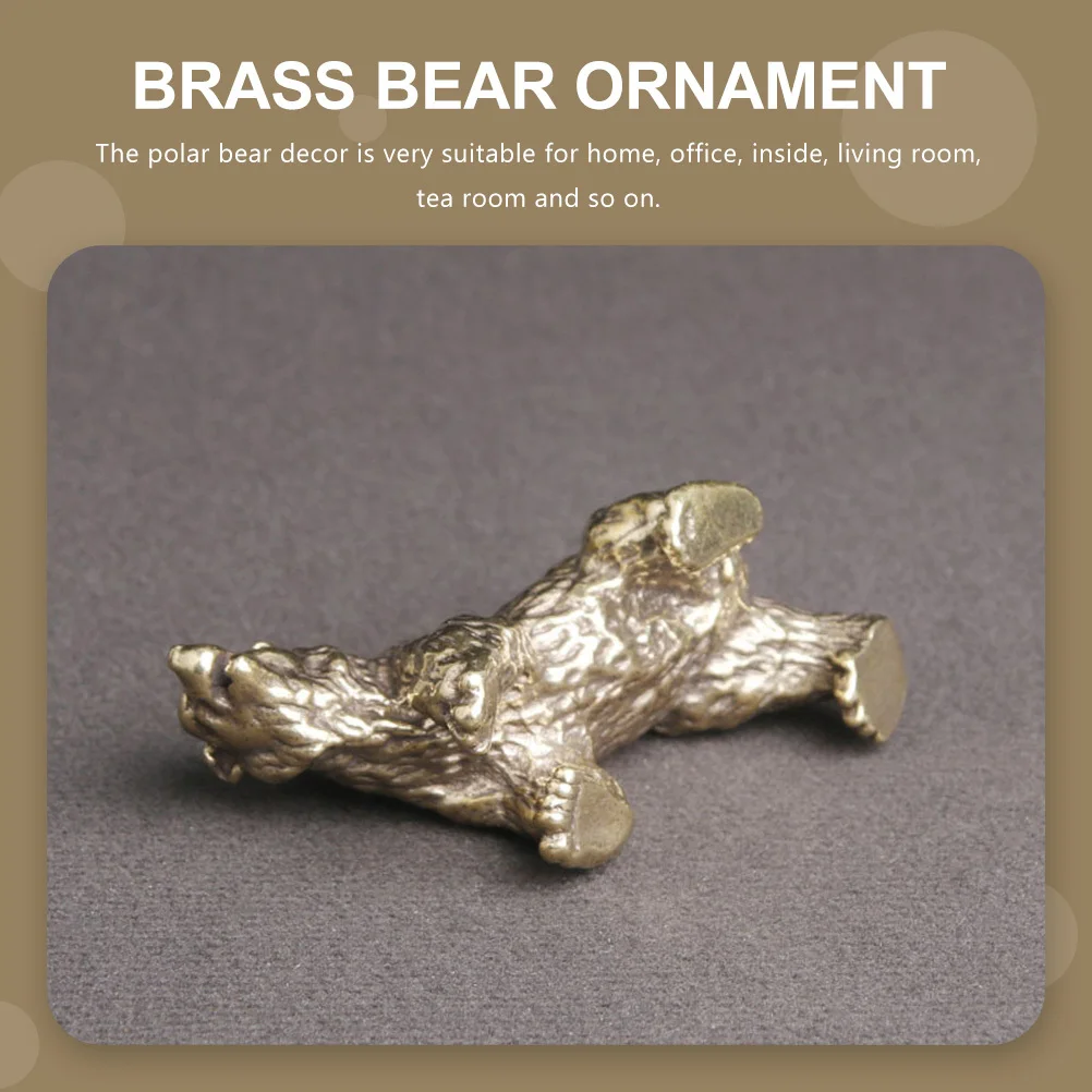 

Brass Bear Ornament Exquisite Polar Bear Statue Unique Desktop Adornment New Year Christmas Thanksgiving Halloween Gift