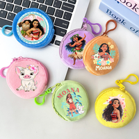 Moana Coin Zipper Purses Round Wallet Keychain Pouch Mini Disney Anime Cartoon Printed Character Storage Bag Kids Birthday Gifts
