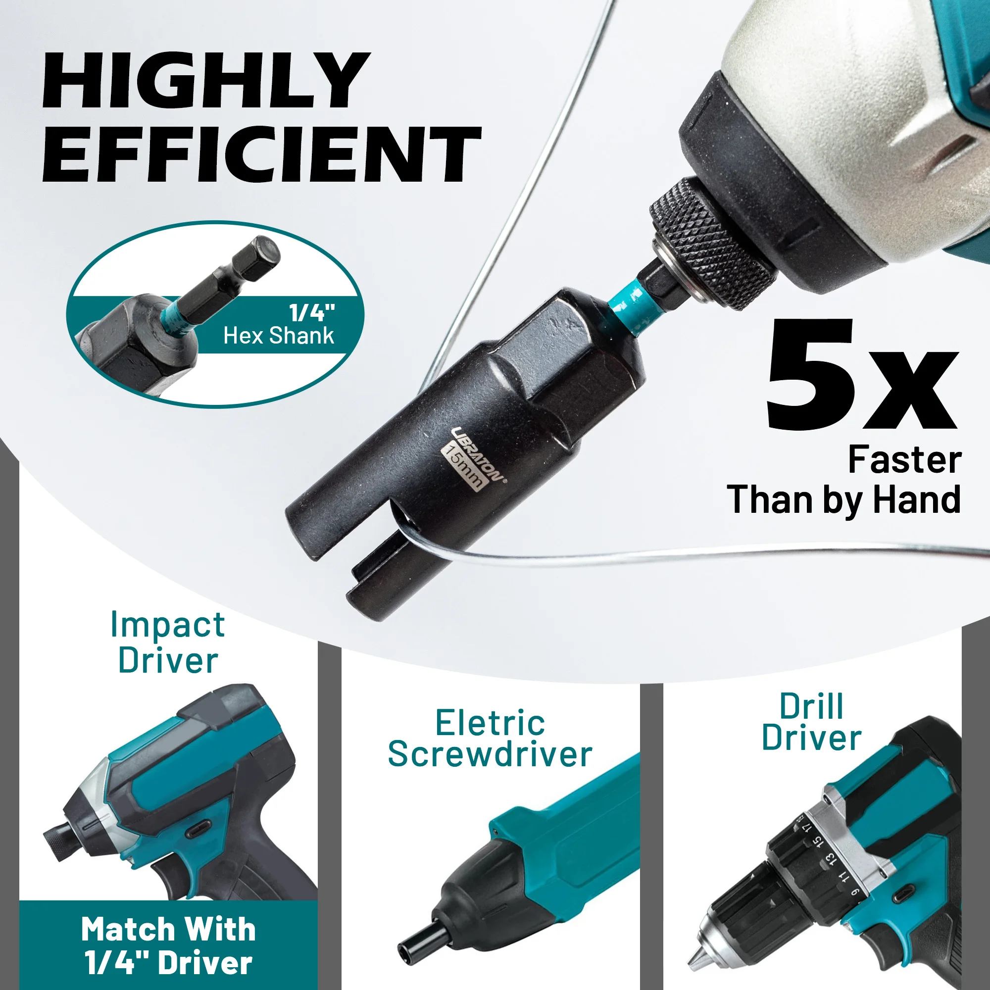 Libraton Wing Nut Driver 4PCS, Wing Nut Driver Bit, 1/4” Hex Shank Wing Nut Driver Set for Hook Bolt Installation, Wire Twisting