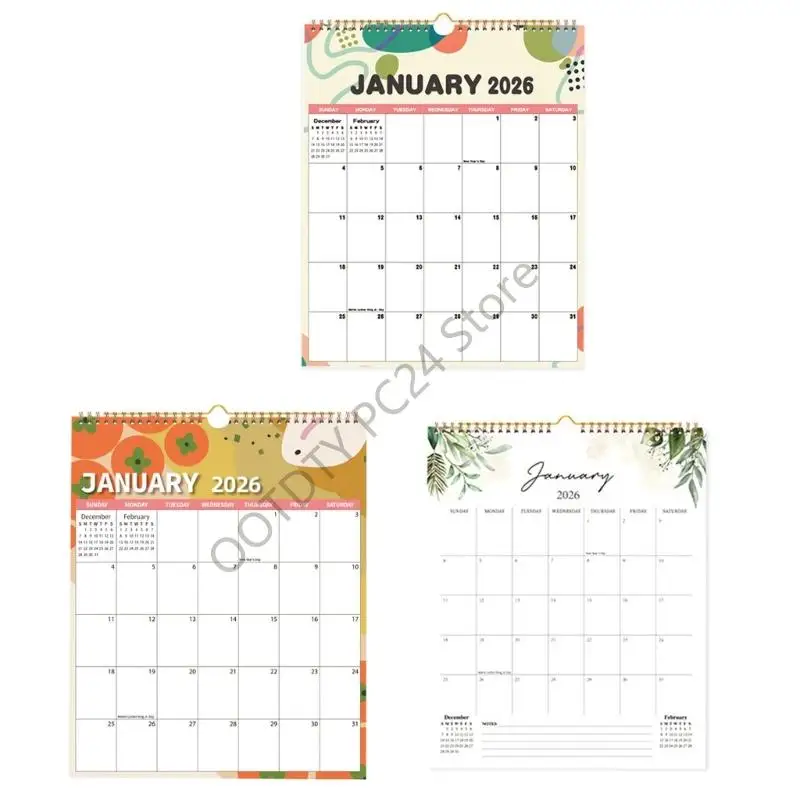 

H7BA Настенный календарь-планировщик на 2026 год на 12 месяцев с января по декабрь для ежедневного еженедельного планирования см