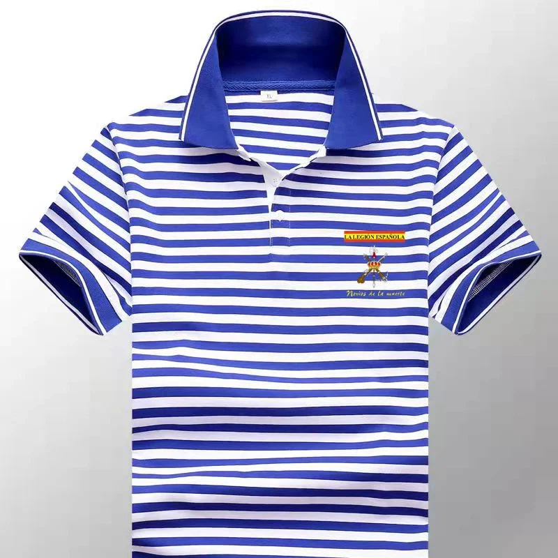 Polos a rayas de marinero de la Legión Española, nueva camiseta 100% de algodón de marinero Telnyashka de manga corta para hombre, camiseta a rayas, Top Breton