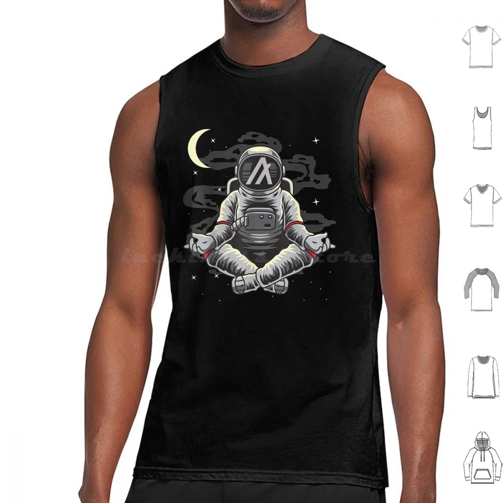 Astronaut Yoga Algorand Algo Coin To The Moon Crypto Token T-Shirt Tank Tops Vest Sleeveless Astronaut Yoga Algorand Algo