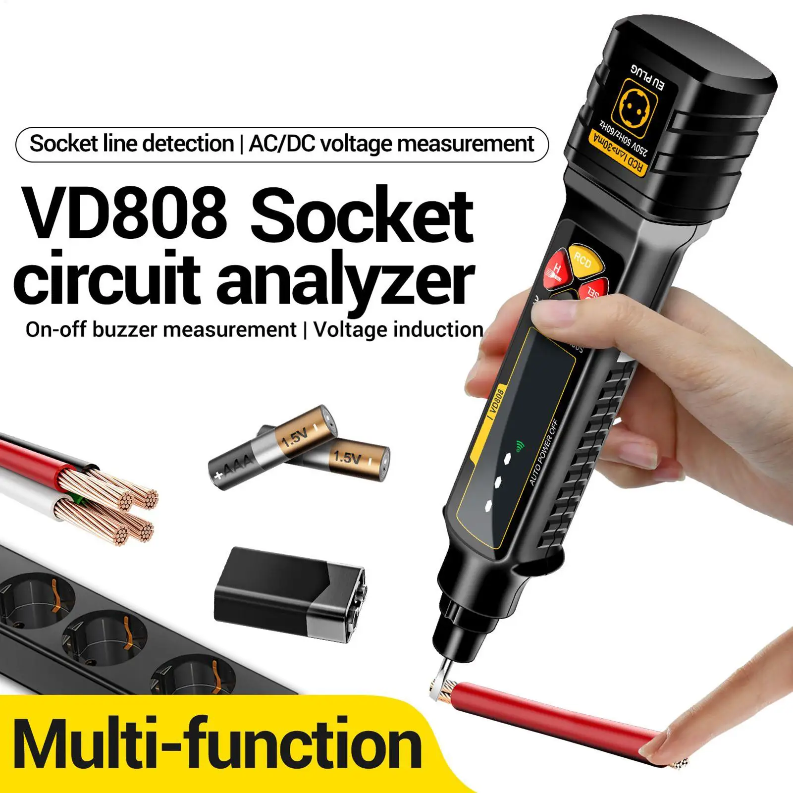 Circuit Tester Outlet Checker Smart With LED Display & Light 2-300V Electric Circuit Tracer For Home Electric Power Rv Camper