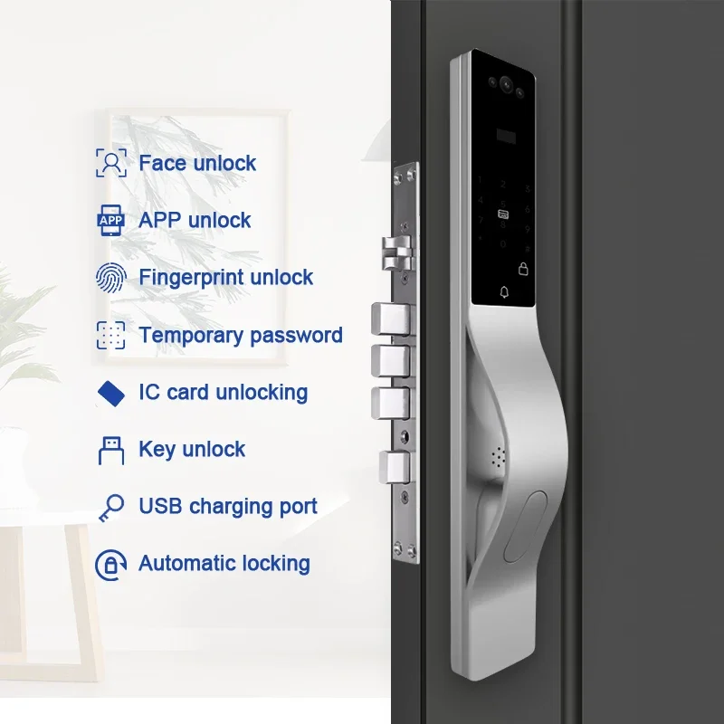 CAMAKT WIFI Smart Door Lock with WiFi Camera Doorbell Anti-Theft Aluminum Door Keypad Password & Facial Recognition Features