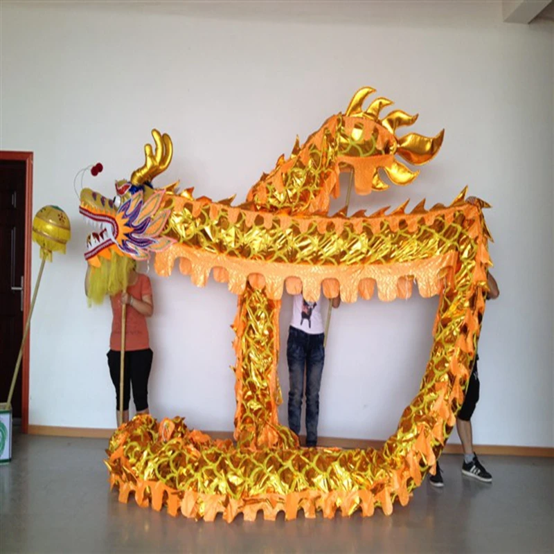 

DRAGON DANCE Pros 10m Length Size 5 Gold-Plated 8 Students ORIGINAL Folk Chinese Traditional Culture Loong Festival Costume