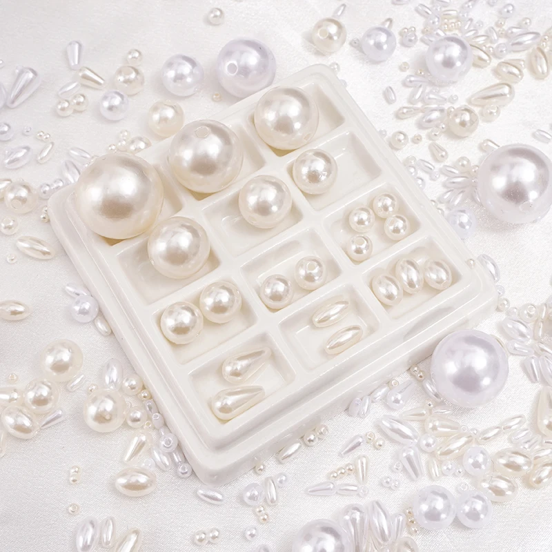 

ABS Plastic Imitation Pearl Beads Ivory/White Loose Spacer Beads For Jewelry Making DIY Bracelet Necklace Earrings Accessories