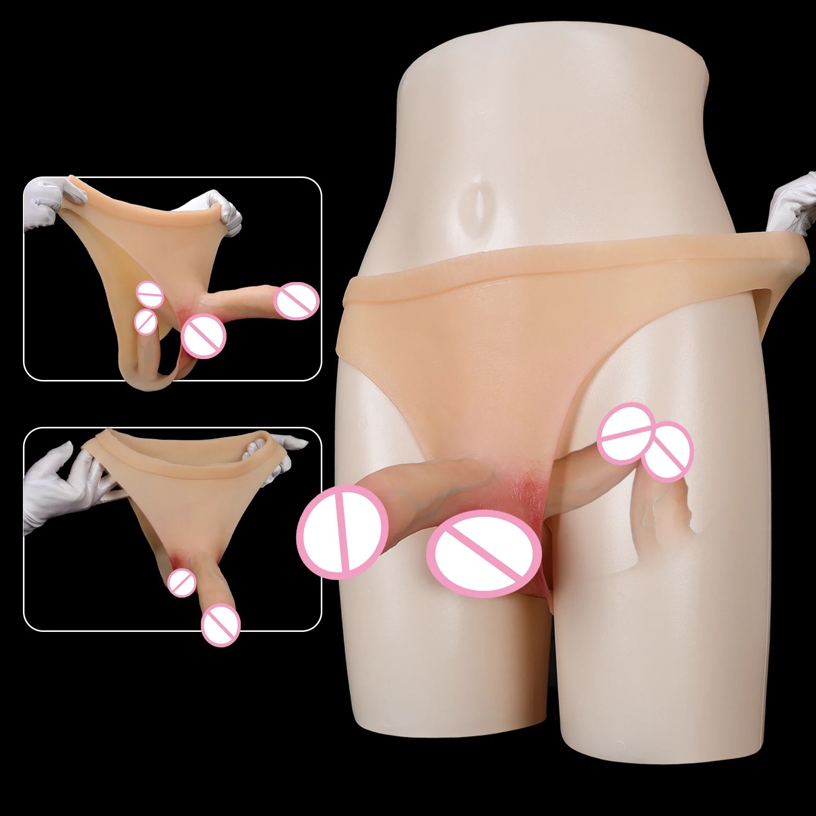 Double Dildo Silicone Double Penetration Anal Strap on Dildos Penis For women Lesbian Wearable Pants Strap on Penis Sex Toys 18+