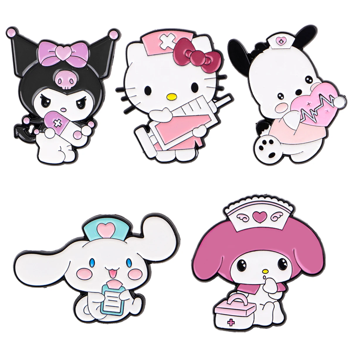 Kawaii Doctor Cat Enamel Pin Cute Big Ears Dogs Nurse Brooches Woman Men Backpack Accessories Bags Badge Lapel Jewelry Kids Gift