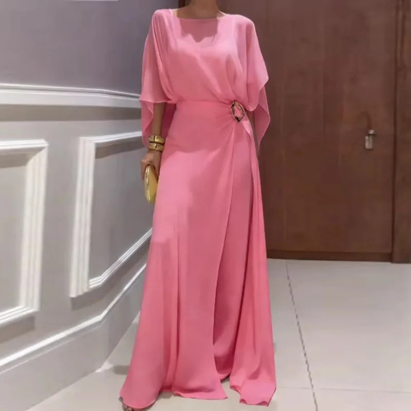 Elegant O-neck Temperament Jumpsuits 2026 Women Fashion Simple Waist Chiffon Romper Summer Casual Cover Up Loose Solid Playsuit